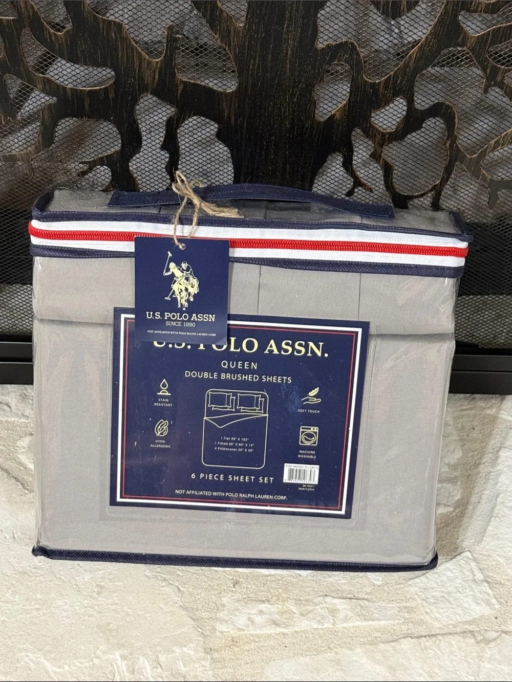 U.S. Polo Assn. Queen 6-Piece Sheet Set - Gray
